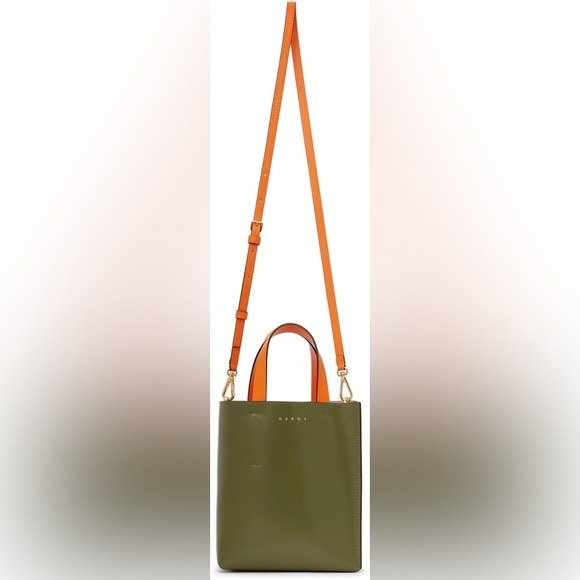 Marni Mini Museo Tote bag in green and orange. - Picture 13 of 16